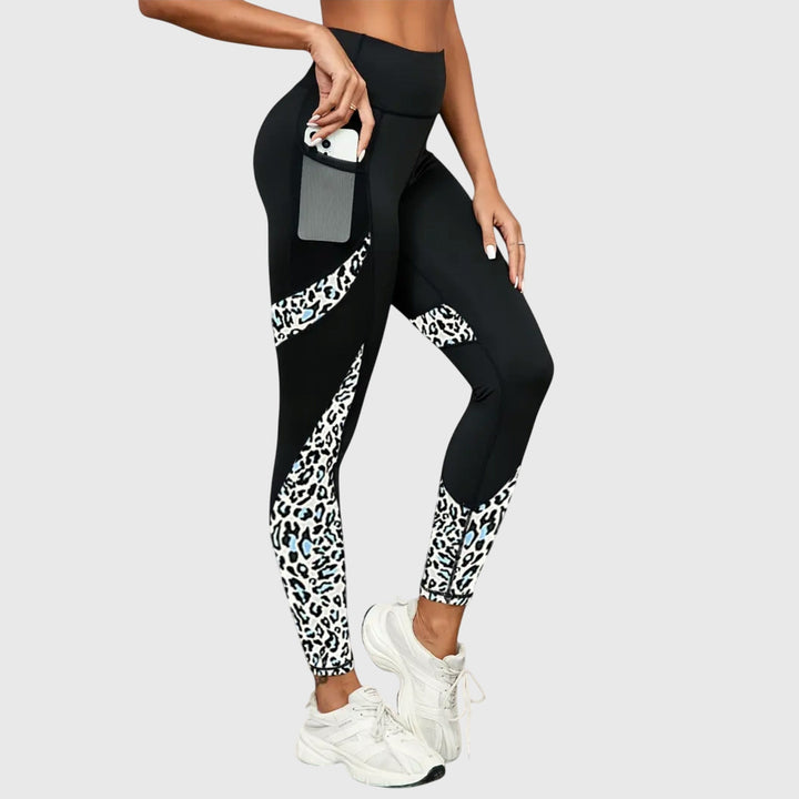 Pantalons d'entraînement imprimé léopard taille haute