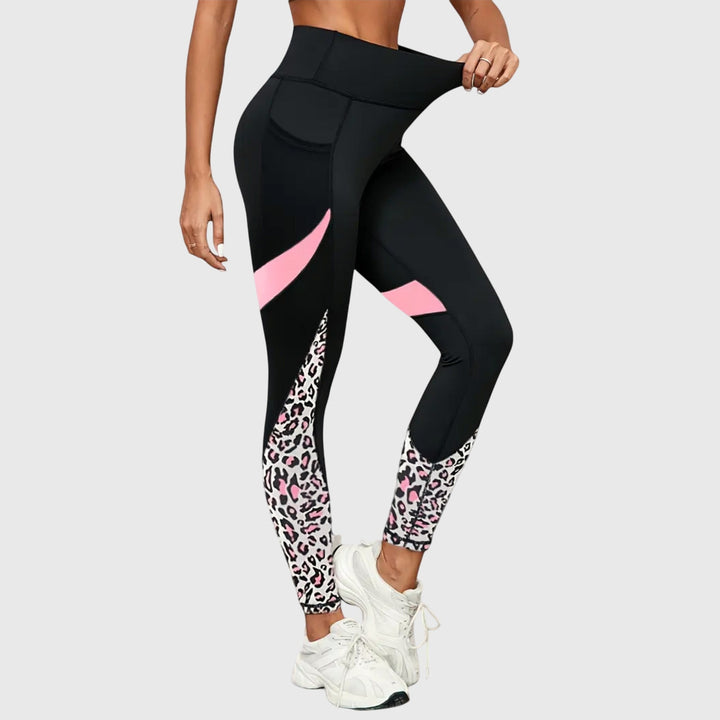 Pantalons d'entraînement imprimé léopard taille haute