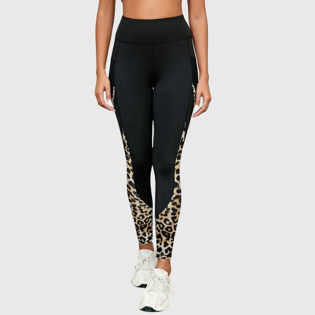 Pantalons d'entraînement imprimé léopard taille haute