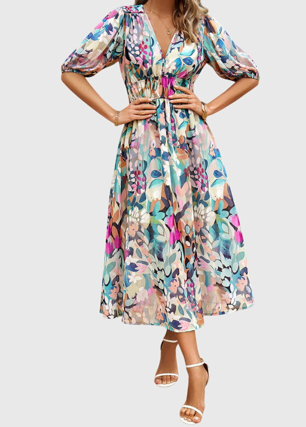 Merlin™ | Robe Midi Fleurie Flatteuse