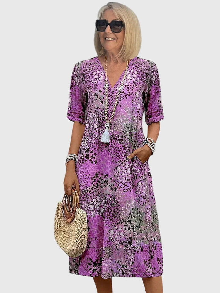 Yvonna™ | Robe Midi Florale Élegante