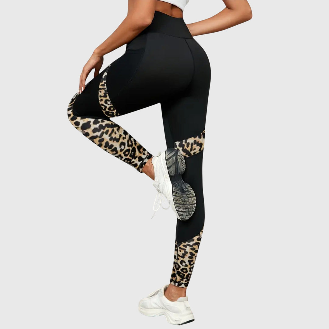 Pantalons d'entraînement imprimé léopard taille haute