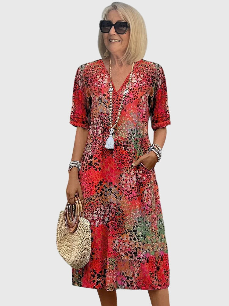Yvonna™ | Robe Midi Florale Élegante