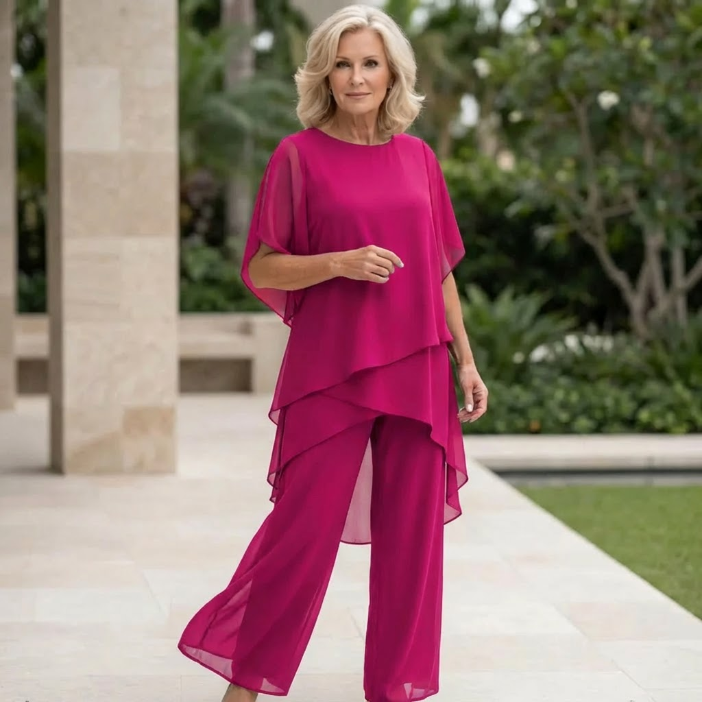 Gracielle | Costume avec Pantalon Palazzo Drapé