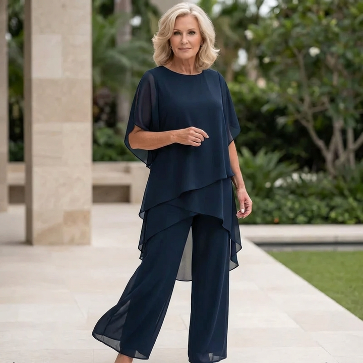 Gracielle | Costume avec Pantalon Palazzo Drapé